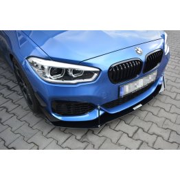 Накладка сплиттер на передний бампер Вариант 5 на BMW 1 F20 M-Power рестайл